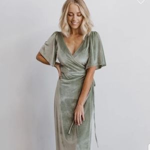 Baltic Born Meghan Velvet Wrap Maxi Dress Sage Size XL (Tailored for 5'5")